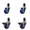 Service Caster 3'' Blue Poly Wheel Swivel 1-5/8'' Expanding Stem Caster Set 2 Brakes, 4PK SCC-EX20S314-PPUB-BLUE-2-PLB-2-158 - alternate 1
